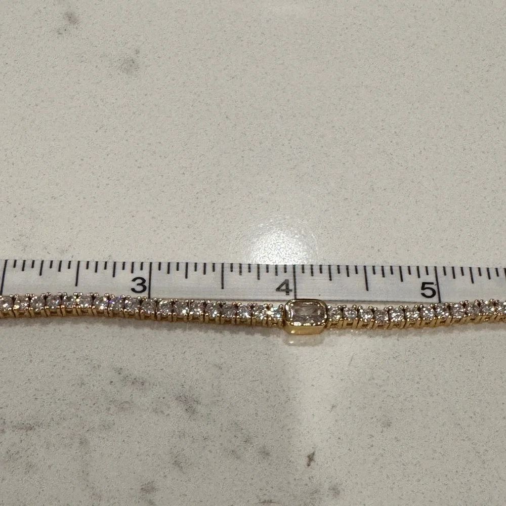 NEW Ahava Jewels CZ Gold Plated Tennis Bracelet